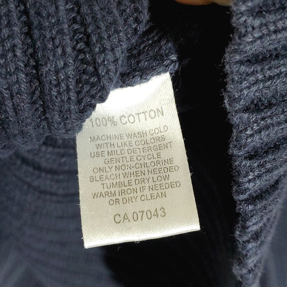 Grayson & Dunn Dark Navy Blue 100% Cotton Ribbed Knit Long Sleeve Sweater - L - Picture 13 of 14